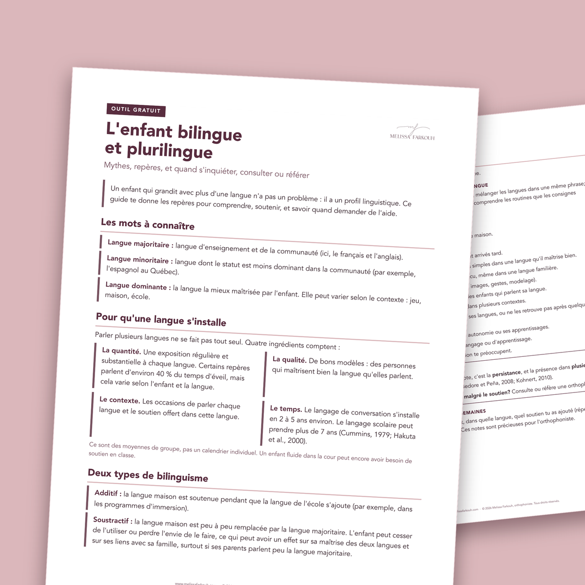 Image du produit « L'enfant bilingue et plurilingue : mythes et quand référer » sur le développement du langage