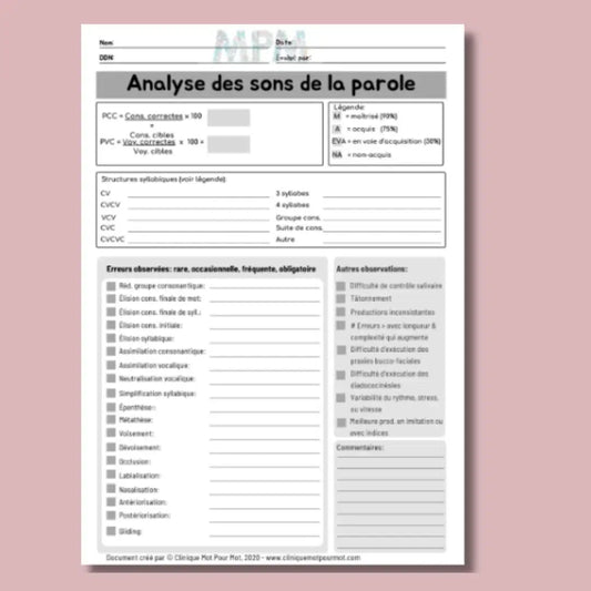 Grilles : analyse des sons de la parole