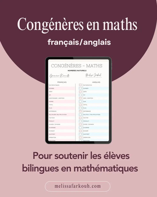 Trousse d’intervention : Mots congénères français-anglais mathématiques