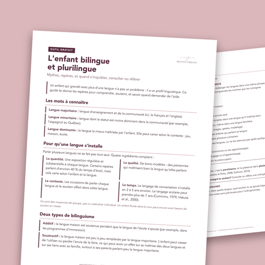 Image du produit « L'enfant bilingue et plurilingue : mythes et quand référer » sur le développement du langage