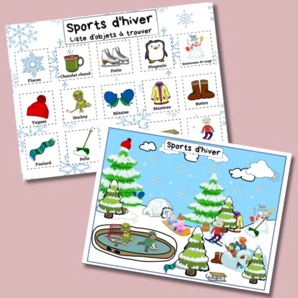 Activité cherche et trouve thème hiver