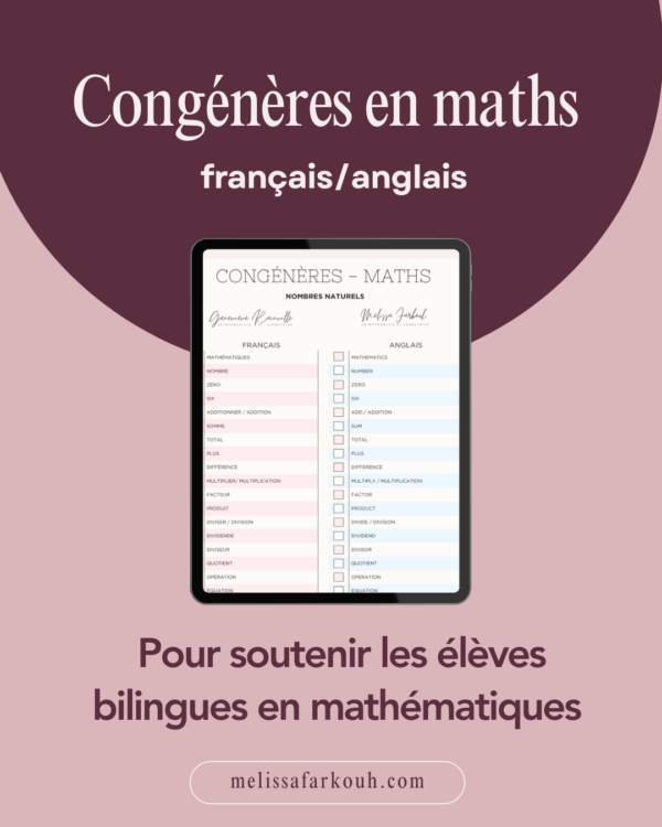 Trousse d'intervention: Mots congénères français-anglais mathématiques